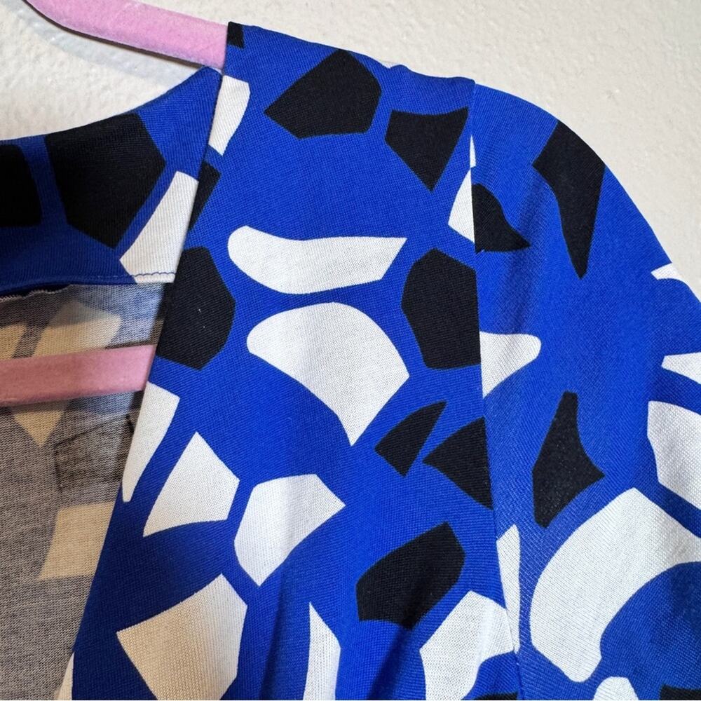 Diane Von Furstenberg Blue Mini Wrap Dress Womens 4 Cotton Silk Geometric Print - Picture 10 of 12